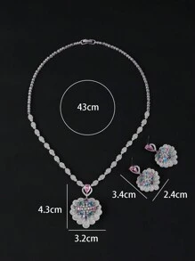 1 Set Of 3pcs Luxury Cubic Zirconia & Shell Shaped Pendant Necklace And Earrings Set, Suitable For Weddings, Parties, Etc. - Deluxe Suit - View 10