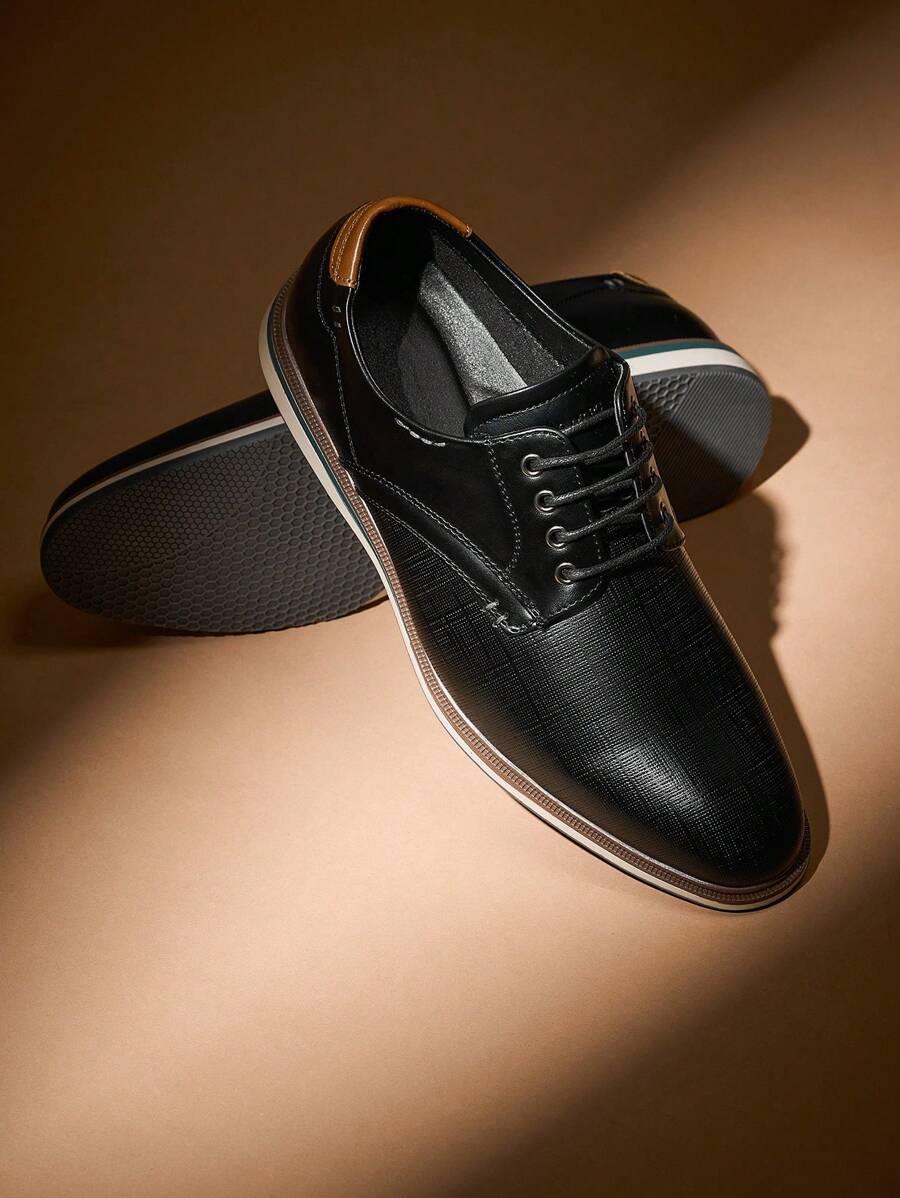 Men Casual Dress Oxford Sneakers Shoes For Men Office Work Daily Business  Formal Fashion Derby Suits Shoes - 黑色 - 查看 1