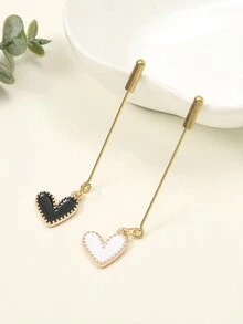 2入組女士純色心形吊墜套裝 - 可以DIY製作胸針、圍巾夾或頭帶 - 彩色 - 查看 11