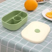 Hộp cơm trưa chuẩn bị bữa ăn bằng silicon có 4 ngăn, Hộp Bento có thể tái sử dụng cho trẻ em/trẻ mới biết đi/người lớn, hộp đựng thực phẩm có thể xếp chồng lên nhau, lò vi sóng/máy rửa chén/tủ đông an toàn - Màu xanh Ô liu - Xem 5