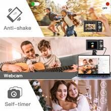 Máy ảnh kỹ thuật số tự động lấy nét,Máy ảnh nhỏ gọn FHD 1080P/48MP với thẻ nhớ 32GB,Máy ảnh cầm tay mini zoom kỹ thuật số 16X dành cho quà tặng ý tưởng cho người mới bắt đầu (Màu đen) - màu đen - Xem 6