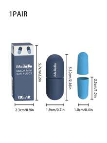 1pair Blue Earplugs, Noise Reduction Ear Plugs For Travel, Office, Sleeping - Blue - View 2