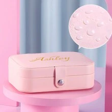 1 Stück Personalisierte Namensgravur für Damen Schmuck Aufbewahrungsbox, stilvolle personalisierte Leder Schmuck Aufbewahrungsbox, ein perfektes Geschenk für Mutter, Freundin, Jahrestag.