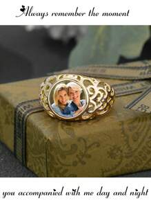 Bagues photo personnalisées, bague sigillaire avec image personnalisée, bijoux commémoratifs cadeau pour elle, maman, grand-mère pour la fête des mères, la Saint-Valentin, l