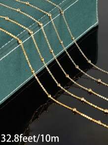 32.8/16.4/3.28英尺不銹鋼18K鍍金夾環球鏈，適用於珠寶製作，3.5mm夾環球鏈，可製作項鍊、腰鏈和其他飾品，配有10個龍蝦扣和30個彈簧環，適合男女 - 不銹鋼夾球鏈 - 查看 17