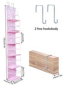 1pc rosa pendurado saco de armazenamento pendurado organizador 6-prateleira organizador de quarto com bolsos de plástico transparente atrás da porta organizador de armazenamento para armazenamento de berçário, bebê bonecas brinquedo titular amor dia dos namorados