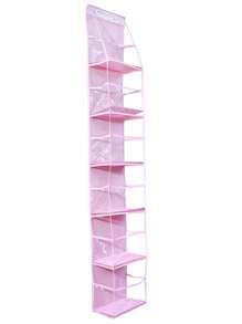 1pc rosa pendurado saco de armazenamento pendurado organizador 6-prateleira organizador de quarto com bolsos de plástico transparente atrás da porta organizador de armazenamento para armazenamento de berçário, bebê bonecas brinquedo titular amor dia dos namorados