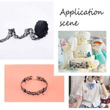 2 Yards schwarzes Noten-Musik-Spitzenband, 3cm Breite