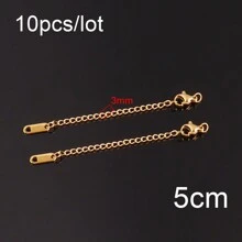 10pcs Stainless Steel Extension Chains Extended Tail Chains Lobster Clasps Connectors DIY Jewelry Making Findings Bracelet Necklace
