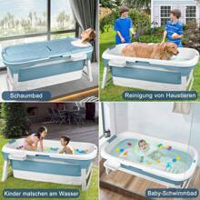 LILIIN Foldable Bathtub Folding Bathtub Mobile Bathtub Adults With Removable Cover Soap Basket Massage Rollers For Small Bathroom SPA 118x62x53 Cm / 128x62x53 Cm / 148x62x53 Cm - Blue and White - View 3