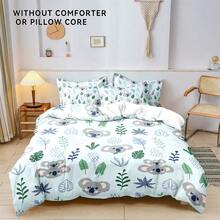 3入組豪華卡通數字印花床單套裝（1件被套+ 2枕套），親膚柔軟舒適面料，吸濕透氣，適用於四季，可機洗