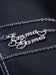 Vòng cổ nhiều tên tùy chỉnh, Nam và Nữ, Dây chuyền cặp đôi lãng mạn tối giản được cá nhân hóa, Mặt dây chuyền hình trái tim/chữ cái xương đòn bằng thép không gỉ, Đồ trang sức kỷ niệm thủ công, Quà tặng sinh nhật/lễ hội cho bạn trai/bạn gái - Bạc - Xem 5