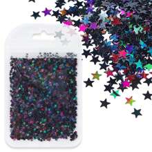 3g Bag Holographic Silver Pentagram Nail Glitter, 3mm Colorful Asymmetric Nail Art Sequins Decorations