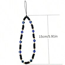 恶魔之眼软陶串珠手机项链，适合送给母亲、家人、朋友、生日、节日的礼物，手机吊饰，手机链 - 彩色 - 查看 8