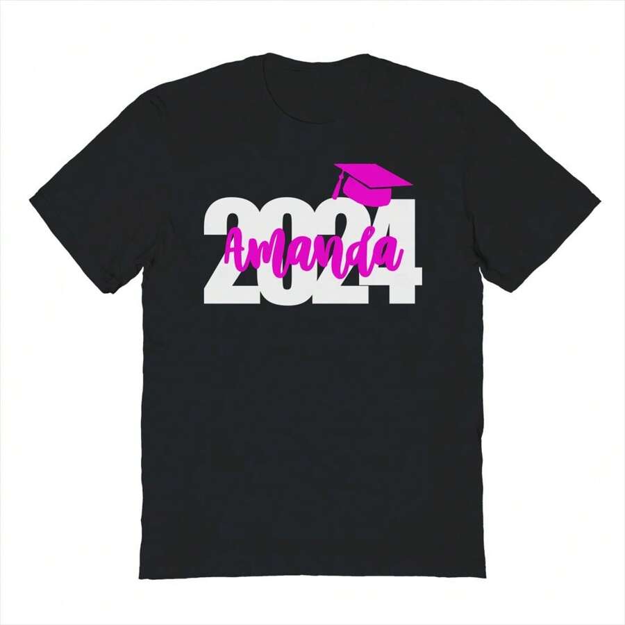 Nearly There Class Of 2024 Amanda Gradution Graphic Cotton Short-Sleeve T-Shirt - màu đen - Xem 1