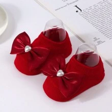 Conjunto de Faixa para Bebê, inclui 1 faixa com laço e 1 par de meias antiderrapantes com laço em formato de coração para bebês aprendendo a andar