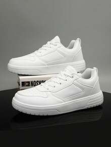 Giày thể thao nam màu trắng tối giản, giày thể thao thông thường đa năng có đế chống trượt - trắng - Xem 4