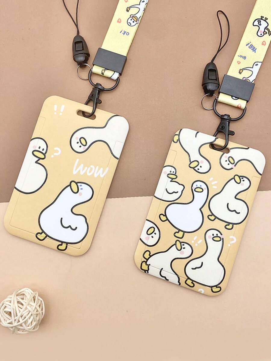 Hộp bảo vệ thẻ ID 1 cái có dây buộc, thiết kế vịt WoW - gừng - Xem 1