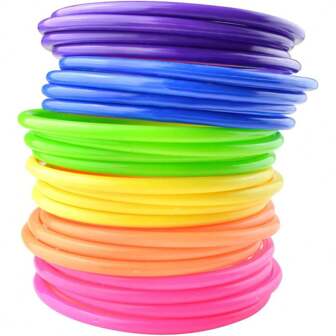 10/12/24 stuks veelkleurige plastic werpringen voor buiten, werpringen voor snelheids- en behendigheidsoefenspel, willekeurige kleuren, carnavalsringen voor snelheids- en behendigheidsoefenspel, tuin- en achtertuinspellen, bruidsdouchespel, spelstand
