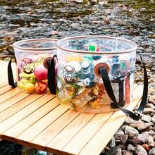 1pc Transparent ,Khaki Collapsible Bucket, Round Portable Outdoor Camping Basin, Travel Wash Basin,  Water Storage Container - Multicolor - View 10
