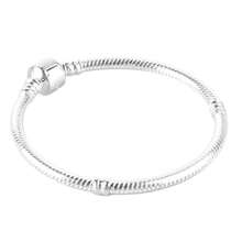 Pulsera Plata Para Charms Cadena Serpiente Broche Corazón - Plateado - Ver 1