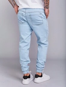 Men Jeans - 淺色水洗藍 - 查看 2
