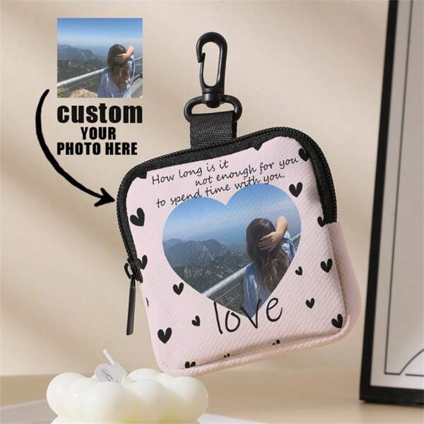 1 Bolso monedero personalizado para auriculares, diseño único (foto, paisaje, ilustración, nombre), monedero con cremallera, bolsillo, cartera, bolsa de almacenamiento diverso, moda moderna de viaje, regalo de cumpleaños, aniversario, San Valentín, bolsas de regalo para mujeres, regalos para maestros en vuelta al cole