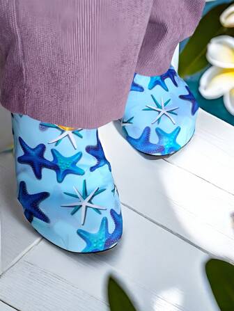 1 paar unisex antislip platte bodem lycra elastische stoffen strandschoenen, modieus en comfortabel met zachte zool, geschikt voor lente/zomer