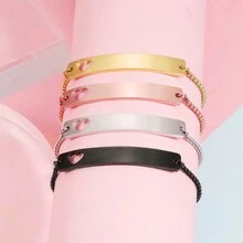 Black Hollow Butterfly Engraving Bracelet For Men And Women DIY Custom Engraving Bracelet Box Set Stainless Steel Bracelet High Quality Curved Brand Custom Bracelet