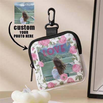 1 bolso personalizado para auriculares y billetera, diseño único (foto, paisaje, ilustración, nombre), billetera con cremallera, bolsillo, billetera, bolsa de almacenamiento variado, viaje de moda moderno, regalo de cumpleaños, regalo del Día de San Valentín, bolsas de regalo para mujeres, regalos para maestros, regreso a la escuela