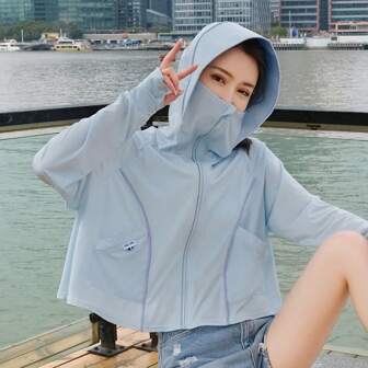 Women's Sunscreen Clothing, Summer Ice Silk Breathable Cowl, Electric Bicycle Windbreaker, Open-Fronted Sun Protection Cover