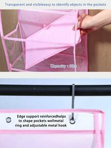 1pc rosa pendurado saco de armazenamento pendurado organizador 6-prateleira organizador de quarto com bolsos de plástico transparente atrás da porta organizador de armazenamento para armazenamento de berçário, bebê bonecas brinquedo titular amor dia dos namorados