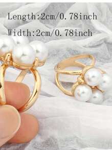 4 件装女士时尚金色简约圆环丝巾扣两用大衣扣围巾固定扣配饰女式胸针 - 彩色 - 查看 7