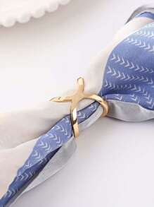 4 件装女士时尚金色简约圆环丝巾扣两用大衣扣围巾固定扣配饰女式胸针 - 彩色 - 查看 6