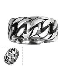 1 chiếc nhẫn thép không gỉ dạng xích, phụ kiện trang sức thời trang Unisex - màu đen - Xem 1