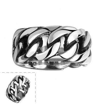 1 chiếc nhẫn thép không gỉ dạng xích, phụ kiện trang sức thời trang Unisex