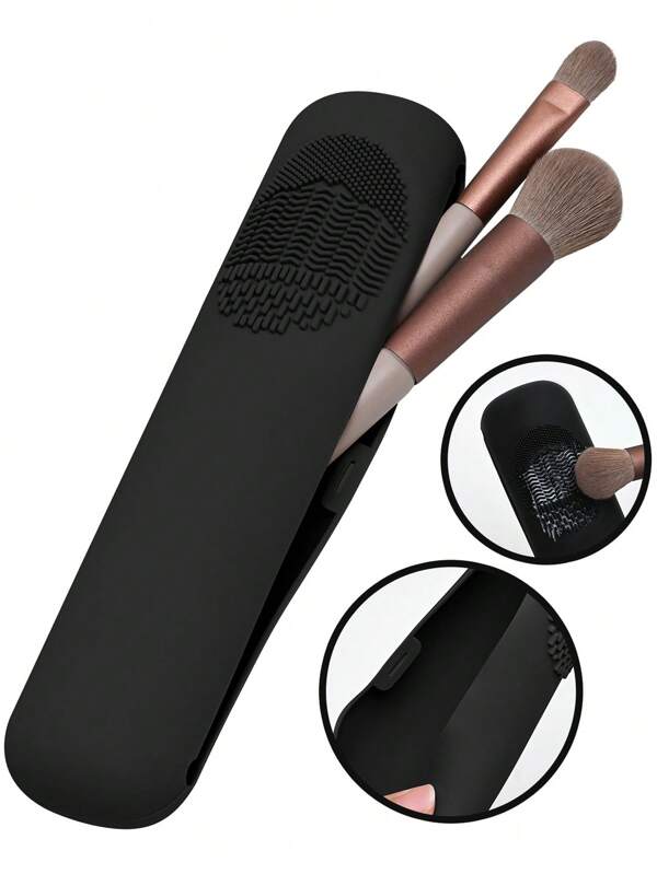 Portable Silicone Makeup Brush Holder - Soft And Stylish Travel Organizer For Makeup Tools