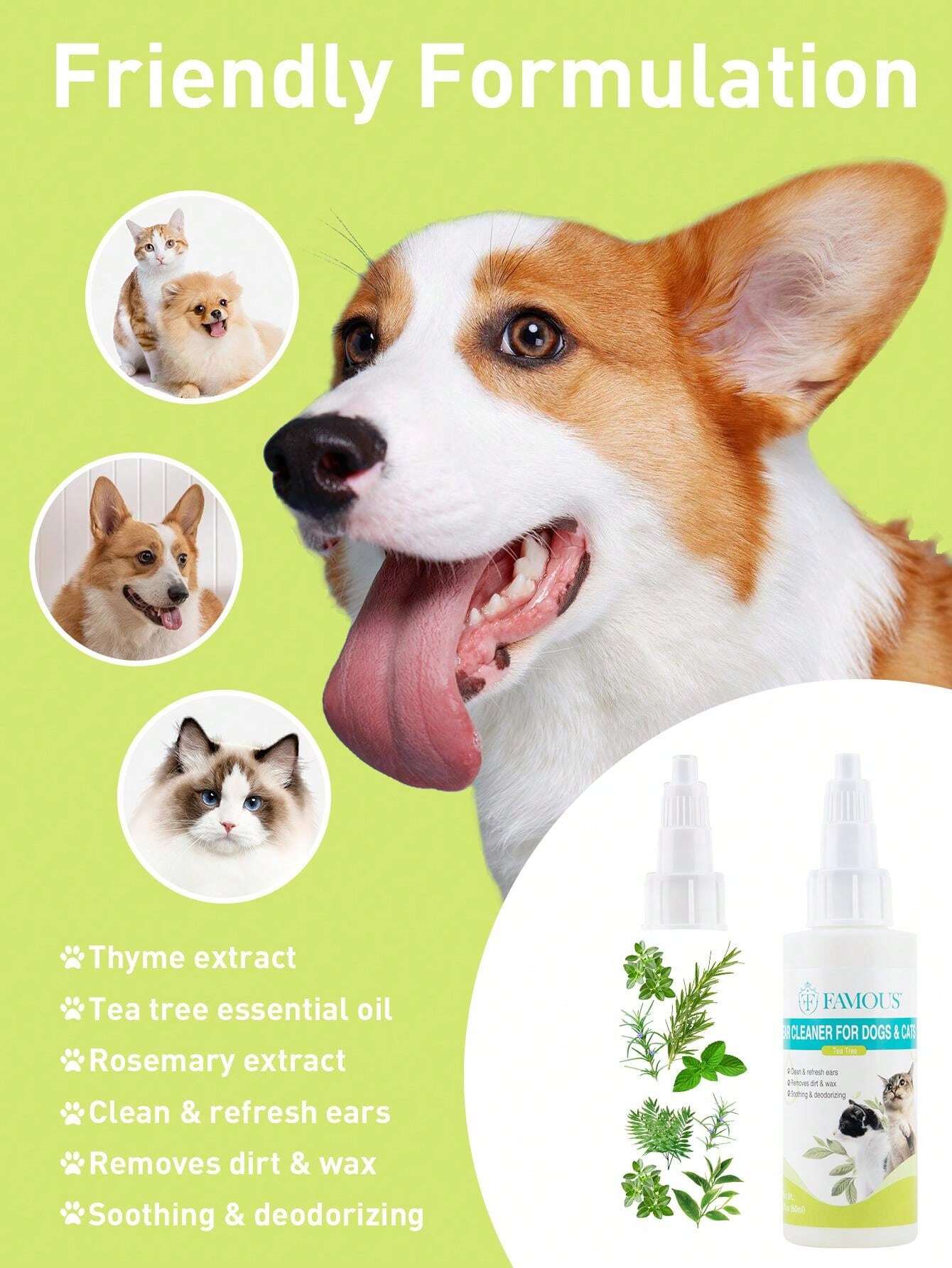 Ear Cleaner Tea Tree For Dogs And Cats Ear Cleaning Refresh Ear Remove