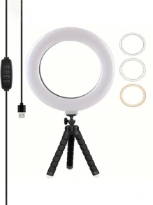 Octopus Tripod With 6-Inch Ring Light For Desktop Photography And Live Streaming - Black - View 7