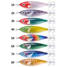 HENGJIA 1PC 8cm 6g Horizontal Squid Jigs Fishing Lure Artificial Squid Hook Jigging Baits For Sea Fishing Cuttlefish Luminous - Multicolor - View 4