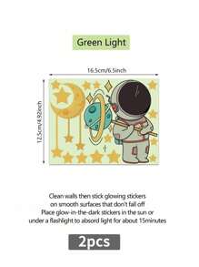 1/2/3/5 Stück Leuchtende Astronauten-Stern-Mond-Schalteraufkleber, Ramadan-Festival-Mondaufkleber, Leuchtende Wandaufkleber für Wohn- und Schlafzimmer, Geschenk zum Eid Mubarak, Eid-Dekorationsaufkleber - Blau - Übersicht 14