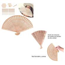 50 Pzs Abanicos De Tela Y Plástico Recuerdo De Boda Fiesta - Marrón Mocha - Ver 2