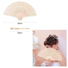 50 Pzs Abanicos De Tela Y Plástico Recuerdo De Boda Fiesta - Marrón Mocha - Ver 3