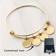 Glod 1pc gepersonaliseerde roestvrij stalen familie naamplaat armband 1-5 ronde namen die kunnen worden gesneden Aangepaste verjaardags- en jubileumcadeau voor vrouwen - 1pc geschenkdoos - Vakantie-sieraden Verstelbare armband, aangepaste namen, modieus gepersonaliseerd vakantiecadeau, paar armband cadeau