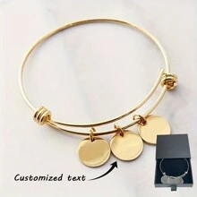 Glod 1pc gepersonaliseerde roestvrij stalen familie naamplaat armband 1-5 ronde namen die kunnen worden gesneden Aangepaste verjaardags- en jubileumcadeau voor vrouwen - 1pc geschenkdoos - Vakantie-sieraden Verstelbare armband, aangepaste namen, modieus gepersonaliseerd vakantiecadeau, paar armband cadeau