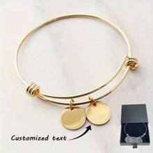 Glod 1pc gepersonaliseerde roestvrij stalen familie naamplaat armband 1-5 ronde namen die kunnen worden gesneden Aangepaste verjaardags- en jubileumcadeau voor vrouwen - 1pc geschenkdoos - Vakantie-sieraden Verstelbare armband, aangepaste namen, modieus gepersonaliseerd vakantiecadeau, paar armband cadeau