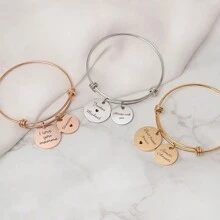 Glod 1pc gepersonaliseerde roestvrij stalen familie naamplaat armband 1-5 ronde namen die kunnen worden gesneden Aangepaste verjaardags- en jubileumcadeau voor vrouwen - 1pc geschenkdoos - Vakantie-sieraden Verstelbare armband, aangepaste namen, modieus gepersonaliseerd vakantiecadeau, paar armband cadeau