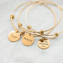 Glod 1pc gepersonaliseerde roestvrij stalen familie naamplaat armband 1-5 ronde namen die kunnen worden gesneden Aangepaste verjaardags- en jubileumcadeau voor vrouwen - 1pc geschenkdoos - Vakantie-sieraden Verstelbare armband, aangepaste namen, modieus gepersonaliseerd vakantiecadeau, paar armband cadeau