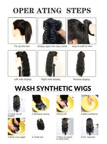 22-Inch Long Brown Wavy Curly Synthetic Ponytail Hair Extensions, Heat Resistant Fiber, Suitable For Women And Girls Daily Wear - Brown - View 9