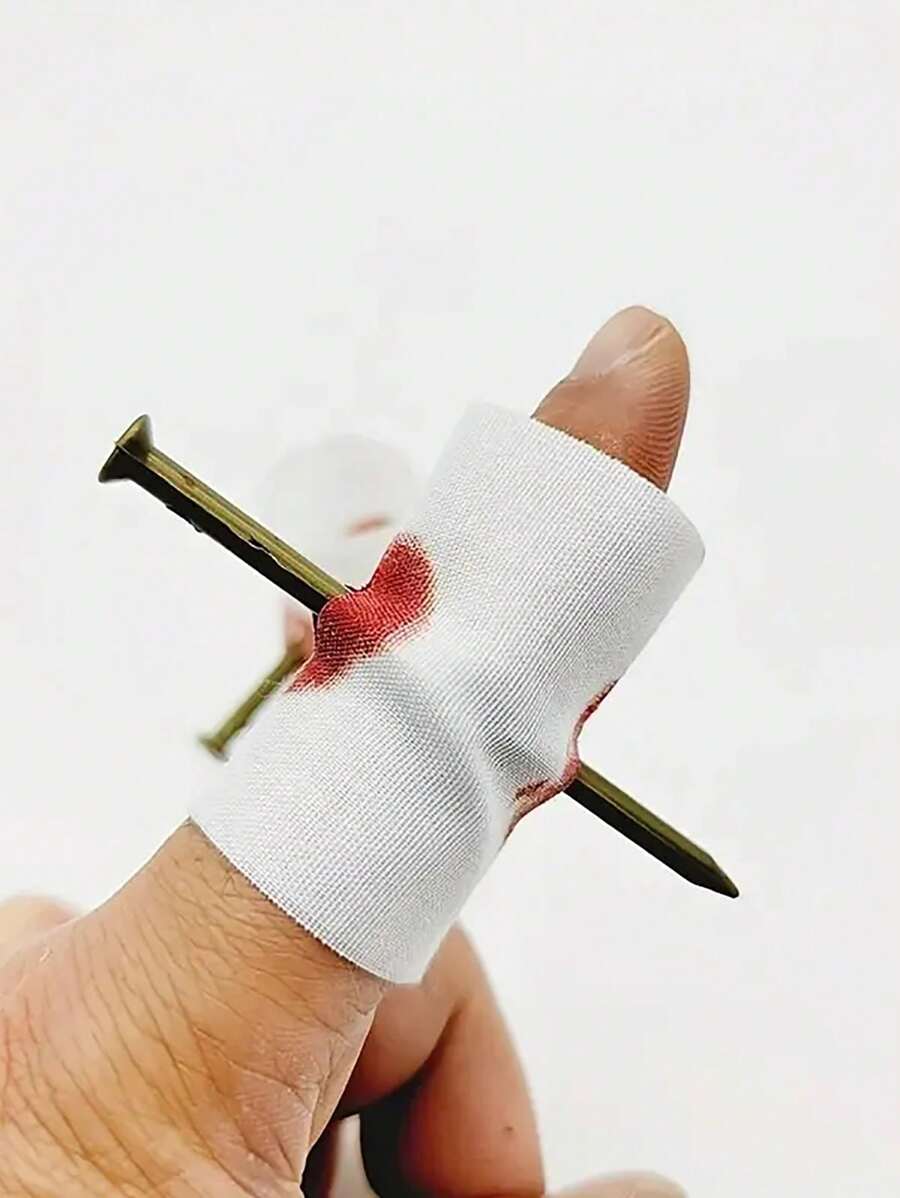 6/12/20 piezas Juguete de broma, juguete mágico de simulación de dedo herido con gasa, uña falsa atravesando el dedo, de colores aleatorios - Multicolor - Ver 1